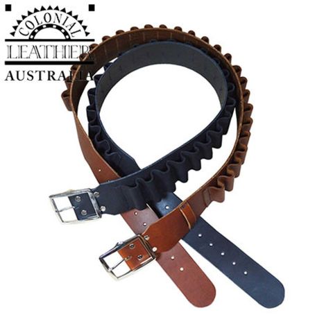 LEATHER SHOTGUN CARTRIDGE BELT COWHIDE BROWN