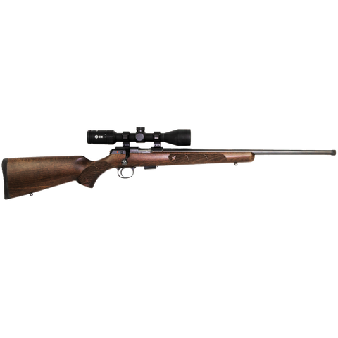 CZ 457 BEECHWOOD 20IN THREADED 5RND 22WMR RINGS AND 3-9X42 SCOPE
