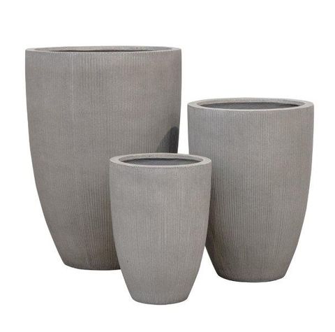 EXCALIBUR FICONSTONE STRIPE TALL POT SET -  GREY