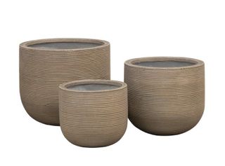 EXCALIBUR FICONSTONE HORIZONTAL STRIPE LOW ROUND POT SET (3)