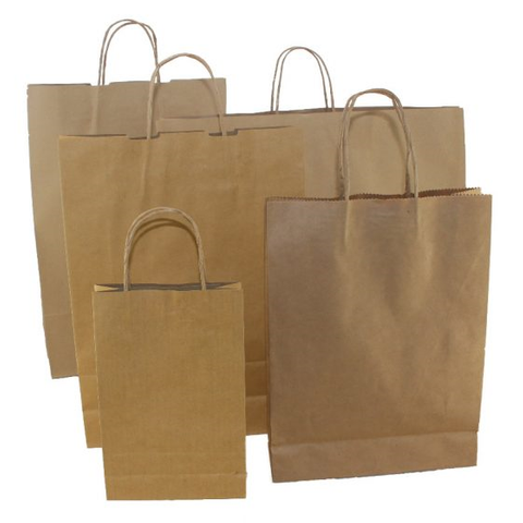 CARRY BAG TWIST BABY 200X140+80MM BROWN PAPER CTN 500