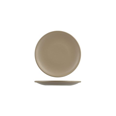 NATURAL SATIN ROUND COUPE PLATE BROWN 160mm