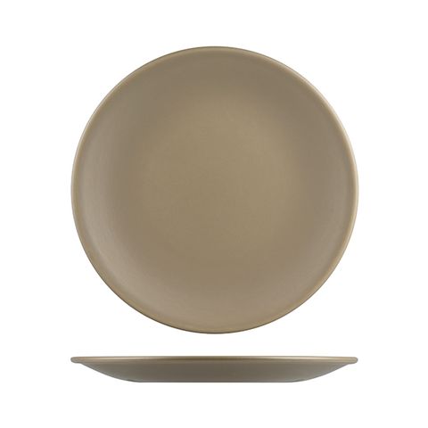 NATURAL SATIN ROUND COUPE PLATE BROWN 275mm