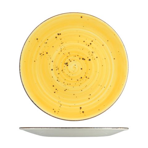 WELLINGTON ROUND COUPE PLATE RUSTIC YELLOW 290mm