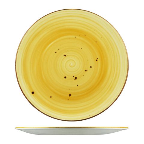 WELLINGTON ROUND COUPE PLATE RUSTIC YELLOW 325mm