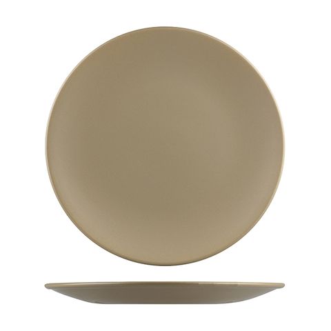 NATURAL SATIN ROUND COUPE PLATE BROWN 290mm