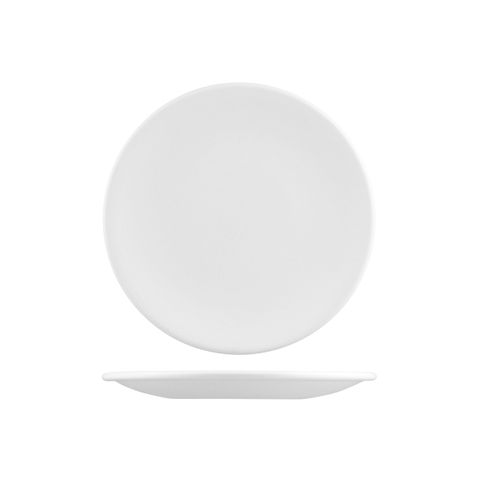 NATURAL SATIN ROUND COUPE PLATE WHITE 230mm