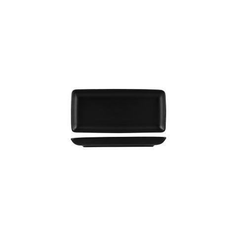 NATURAL SATIN RECT. PLATTER BLACK 340x195mm