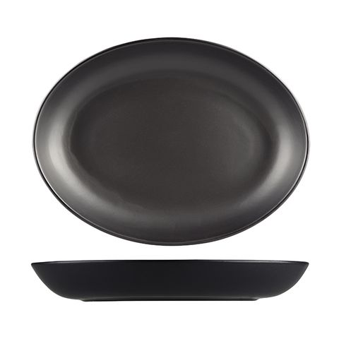 NATURAL SATIN OVAL COUPE BOWL BLACK 275x205mm