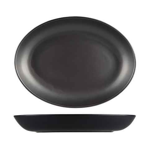 NATURAL SATIN OVAL COUPE BOWL BLACK 320x245mm