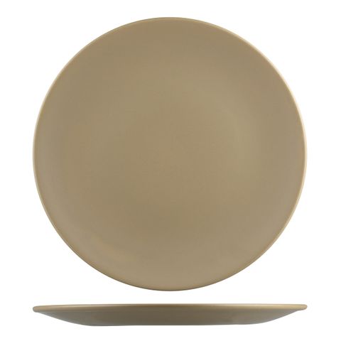 NATURAL SATIN ROUND COUPE PLATE BROWN 325mm