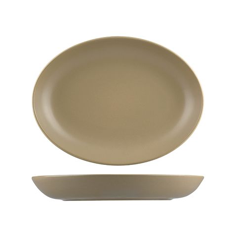 NATURAL SATIN OVAL COUPE BOWL BROWN 275x205mm