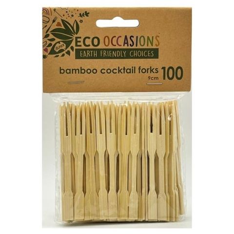 FORKS COCKTAIL BAMBOO 9CM PACK OF 100 [CTN 1000] [ORDER IN LINE]