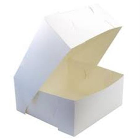 CAKE BOX 12 X 12 X 4 MILKBOARD FLAT PACK 300 X 300 +100MM 100/PKT