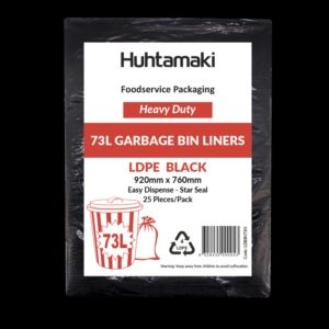 GARBAGE BAG 73L BLACK H/DUTY, PACK OF 25 [CTN 250]
