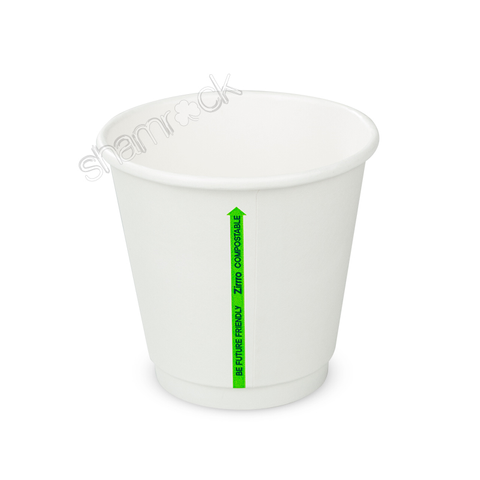OK COFFEE CUP 8OZ (D/WALL) WHITE, PACK OF 25 [CARTON 500] COMPOSTABLE