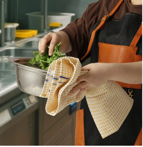 KH Megachef&reg; Cheq. Teatowel Yellow 12 Pack