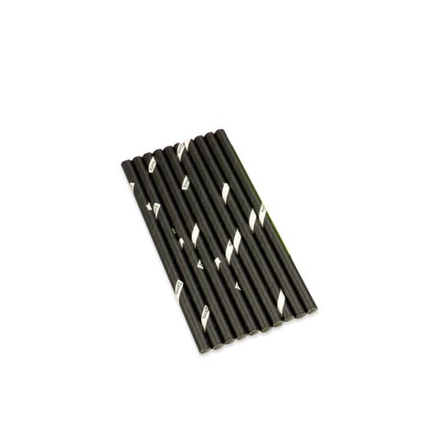ZIRRRO REGULAR STRAW PAPER BLACK WHITE STRIP SHAMROCK 6mm PACK OF 250 [CTN 2500]