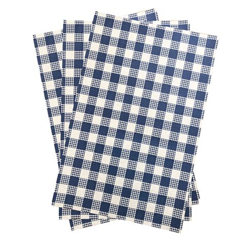 GREASEPROOF PAPER 190 X 310MM BLUE GINGHAM 200/PKT