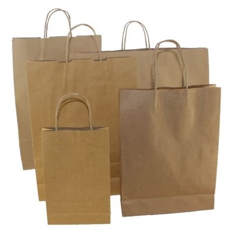 CARRY BAG TWIST SMALL 330X254+127MM BROWN PAPER 250 CTN