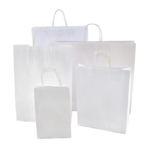 CARRY BAG TWIST EX LGE 420X460+120MM WHITE PAPER