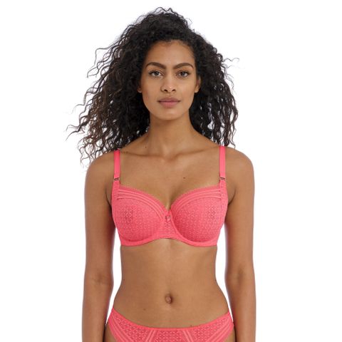 Freya Viva Lace Side Support Bra - Sunkissed Coral
