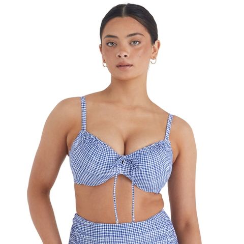 MARVELL LANE Dolly Bikini Top - Navy Gingham