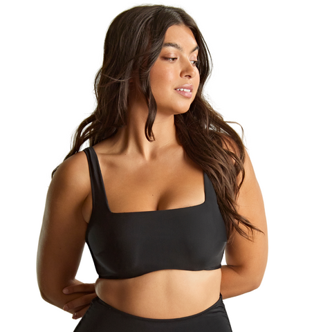 Panache Gina Square Neck Crop Bikini Top - Black