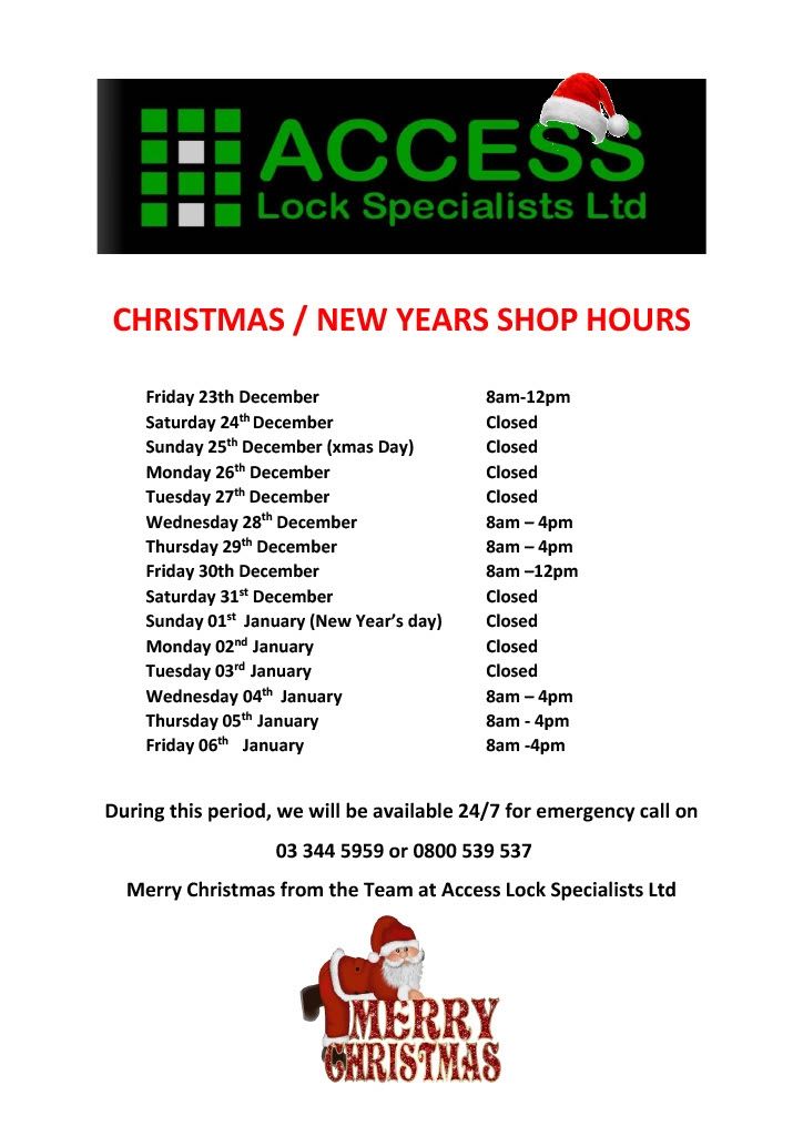 Christmas Holiday Hours