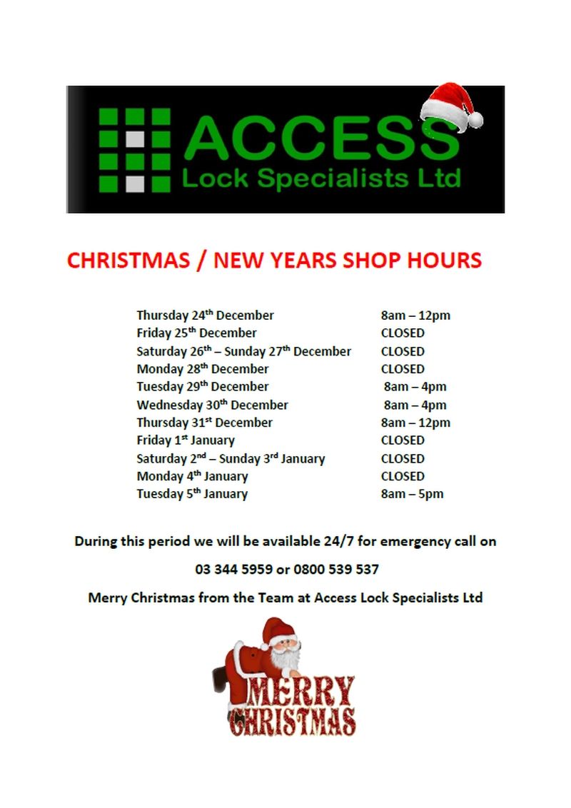 Christmas / New Year Shop Hours