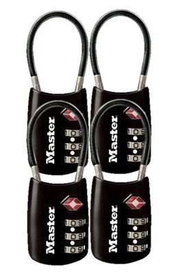 Master 4688 TSA Comination Cable Lock - 4 Pack