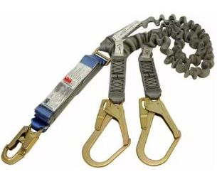 Shock Absorbing Elasticated Webbing Lanyard - Double Tail