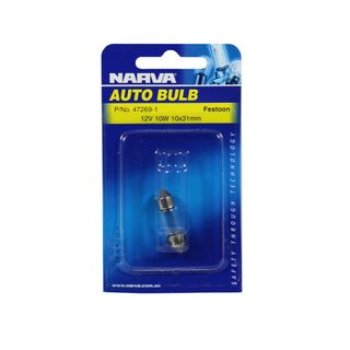 NARVA BULB 12V 10W 10x31MM FESTOON (47269) BL/1