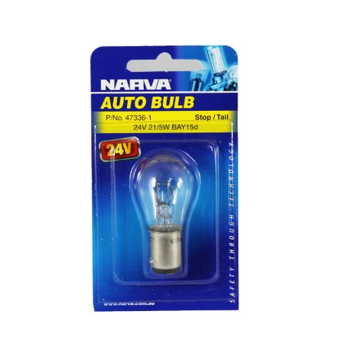 NARVA BULB 24V 21/5W BAY15d STOP/TAIL (47336) BL/1