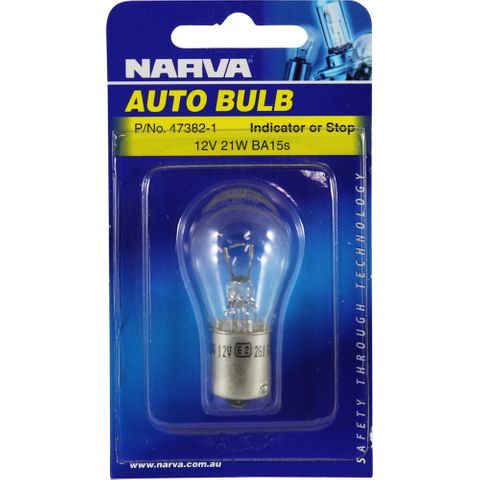 NARVA BULB 12V 21W BA15s INDICATOR (47382) BL/1