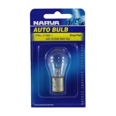 NARVA BULB 12V 21/5W BAY15d STOP/TAIL (47380) BL/1