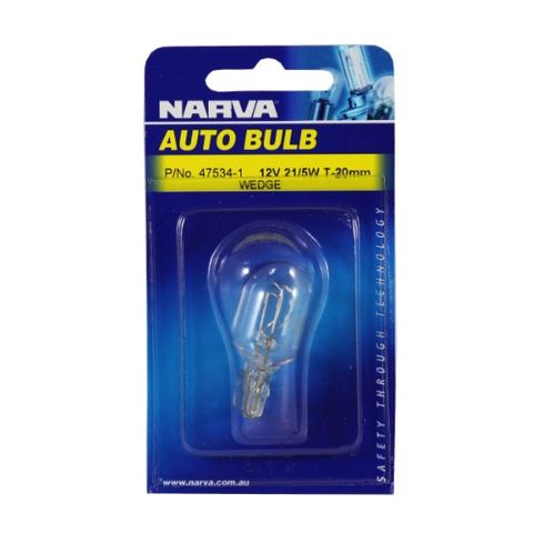 NARVA BULB 12V 21/5W T-20MM WEDGE (47534) BL/1