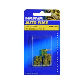 NARVA FUSE MINI 20AMP YELLOW (52720) BL/5