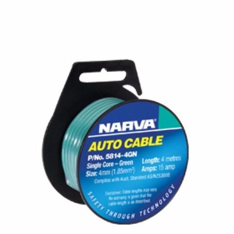 NARVA AUTO CABLE SINGLE CORE 4MM 15AMP 4M RED EA