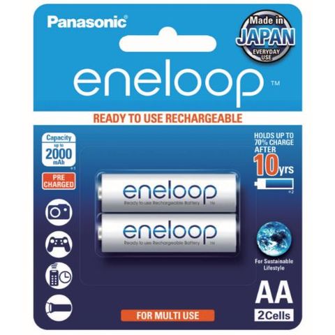 PANASONIC ENELOOP RECHARGEABLE BATTERY AA BL/2