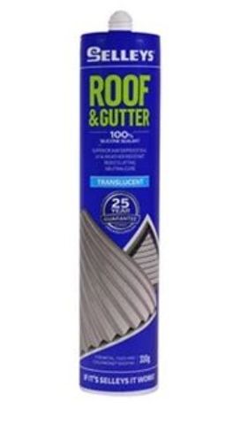 SELLEYS ROOF AND GUTTER SILICONE SEALANT TRANSLUCENT CARTRIDGE 310G EA