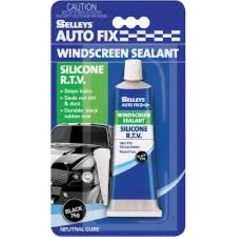 SELLEYS AUTOFIX WINDSCREEN SILICONE RTV SEALANT BLACK TUBE 75G BL/1