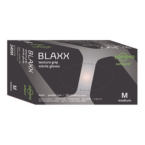 GLOVES NITRILE BLAXX TEXTURE GRIP POWDER FREE BLACK X-LARGE PACK/100