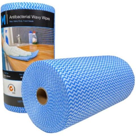 ANTIBACTERIAL WAVY WIPES (MPH27370) BLUE 300 X 500MM ROLL/90 SHEETS