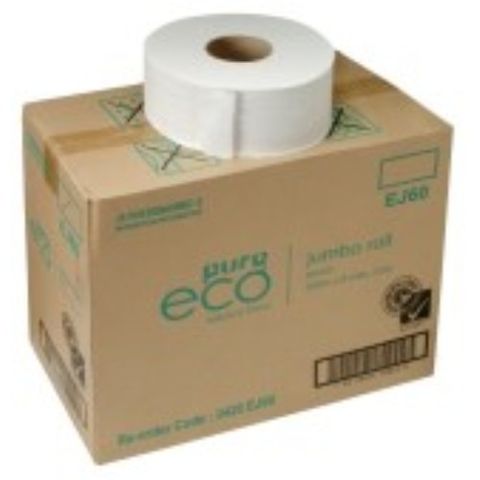 JUMBO ROLL TOILET TISSUE ENVIROSAVER WHITE 2PLY 300M (ESJ300/EJ300) PACK/8