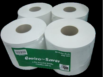 JUMBO ROLL TOILET TISSUE ENVIROSAVER WHITE 2PLY 300M (ESJ300/EJ300) PACK/8