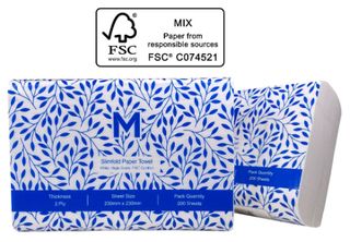 SLIMFOLD PAPER TOWEL WHITE 1PLY (230MM X 230MM) BOX/4000