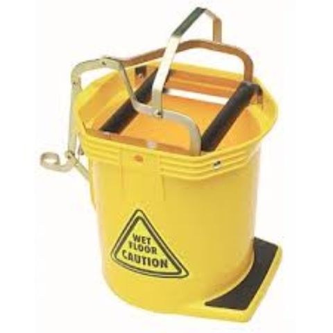 MOP WRINGER BUCKET WITH WHEELS (ASSORTED COLOURS) 16L EA