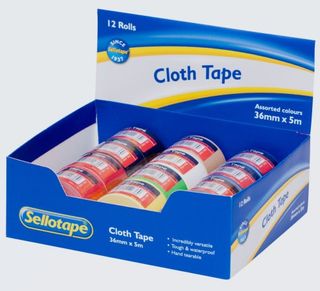 SELLOTAPE CLOTH TAPE MIXED COLOURS 36MM X 5M EA