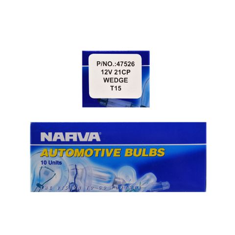 NARVA BULB WEDGE 12V 21CP T-15MM (NA47526) BOX/10